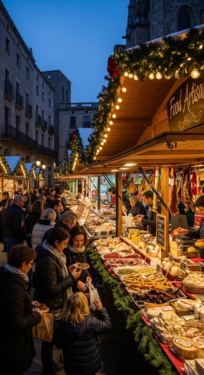 a photo illustrating 7. food artisans market in Barcelona at a Christmas market