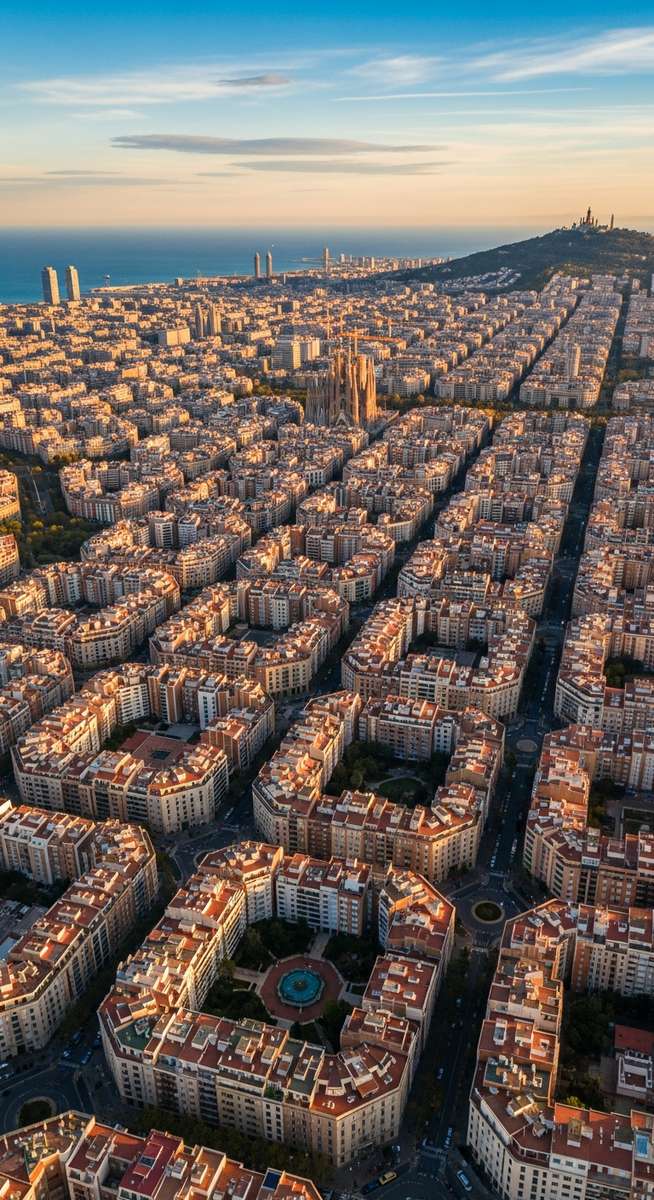 an aerial view over Barcelona