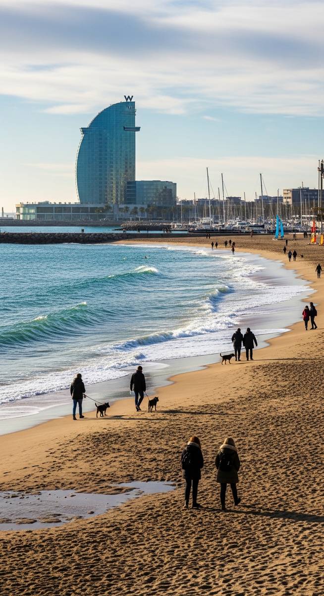 the Barcelona waterfront in December