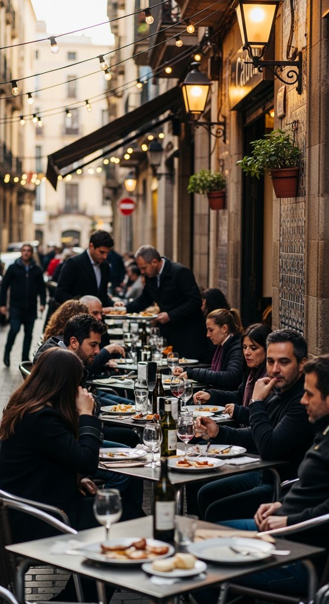 an outdoor cafe in Barcelona in December