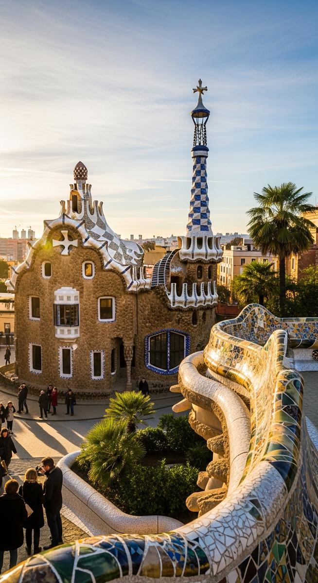 Gaudi architecture in Barcelona in December