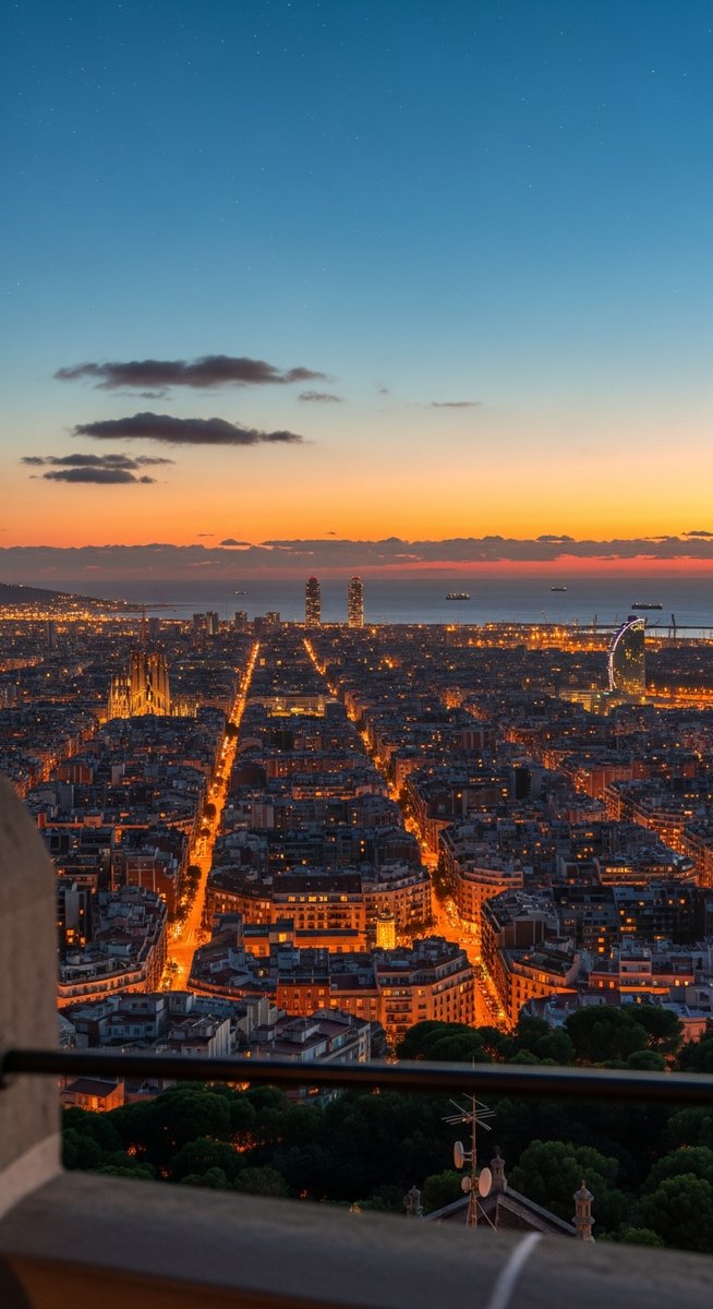 the Barcelona skyline in December