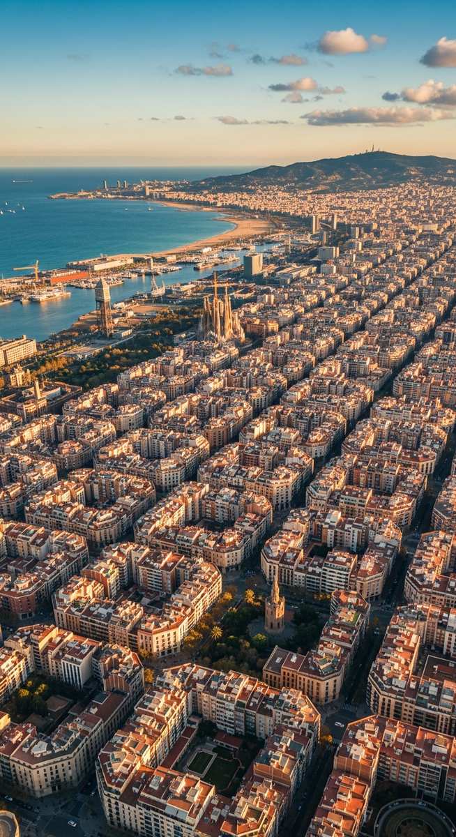 an aerial view over Barcelona