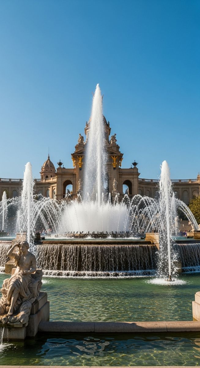a photo illustrating 15. magic fountain of montjuรฏc in Barcelona