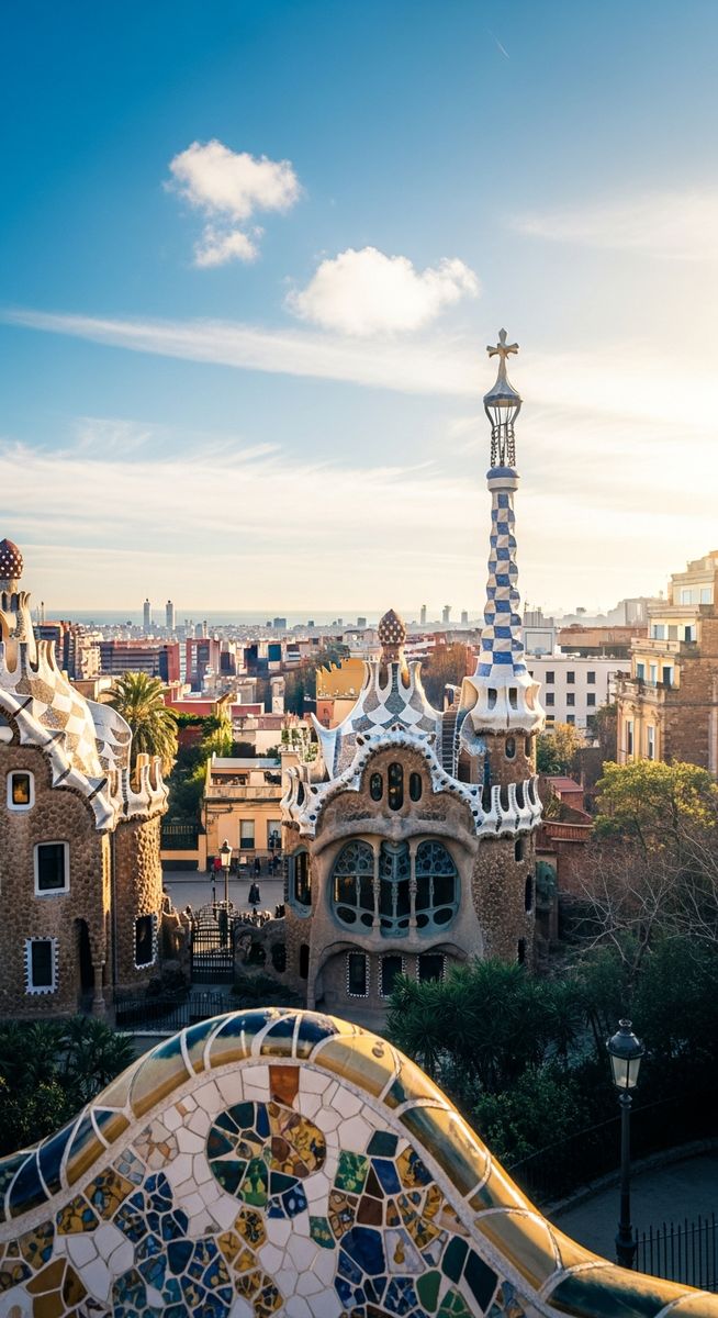 Gaudi architecture in Barcelona in February