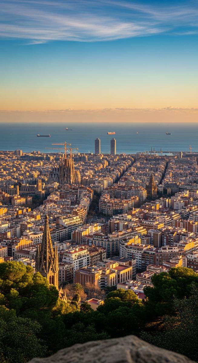 the Barcelona skyline in February