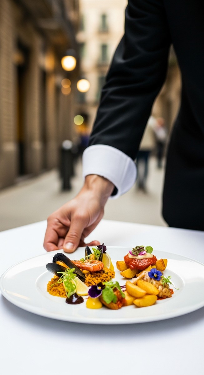 a plate of food being served at a Barcelona restaurant