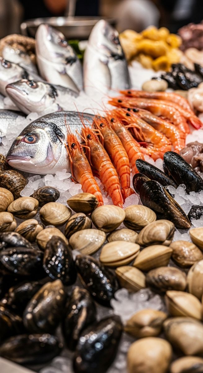 fresh seafood at a Barcelona market