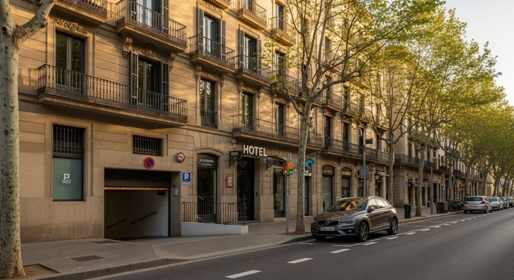 a travel photo from barcelona hotels parking as a hotel option