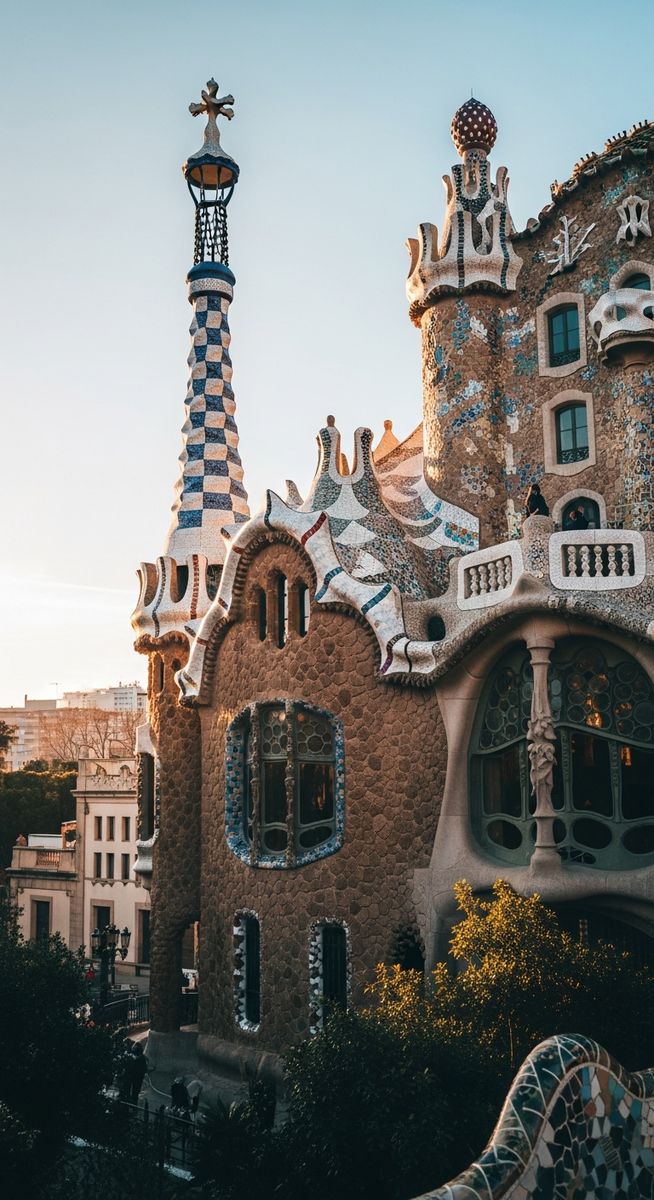 Gaudi architecture in Barcelona in January