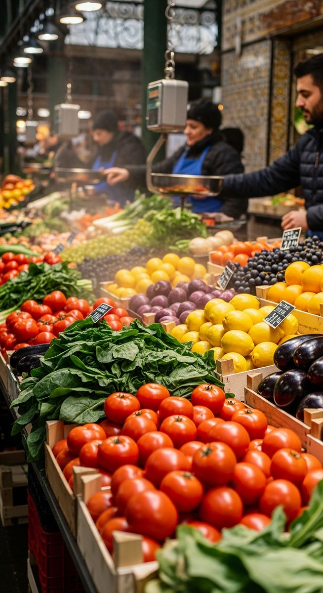 a Barcelona market in January