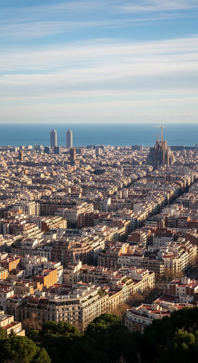 the Barcelona skyline in January