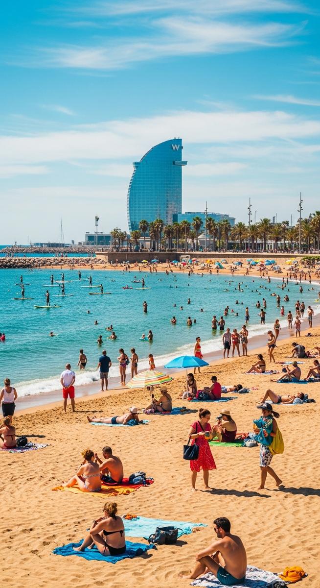 the Barcelona waterfront in July