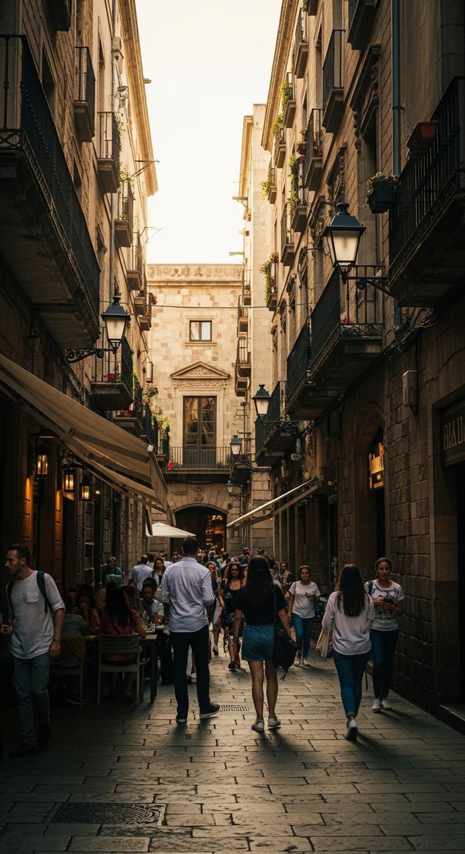 the Barcelona Gothic Quarter in July