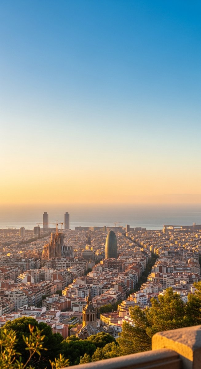 the Barcelona skyline in July