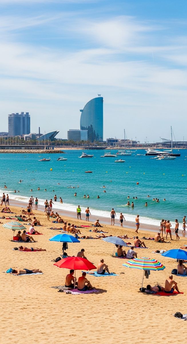 the Barcelona waterfront in June