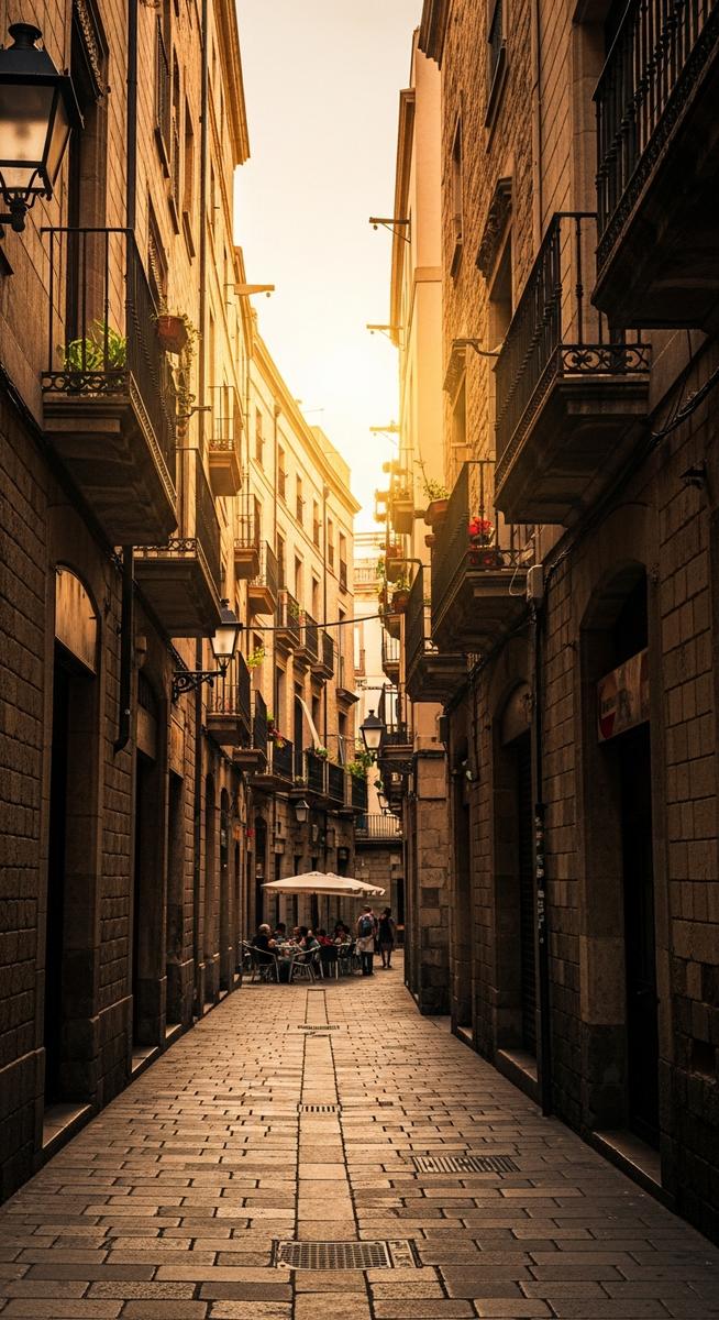the Barcelona Gothic Quarter in June