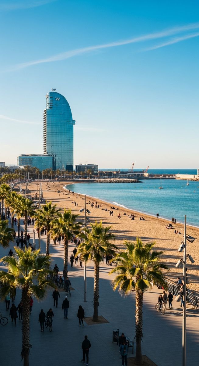 the Barcelona waterfront in March