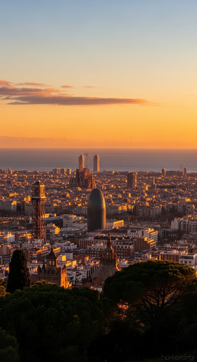 the Barcelona skyline in March