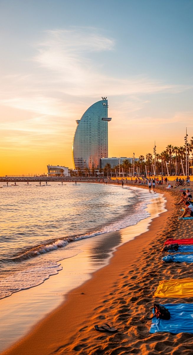 the Barcelona waterfront in May