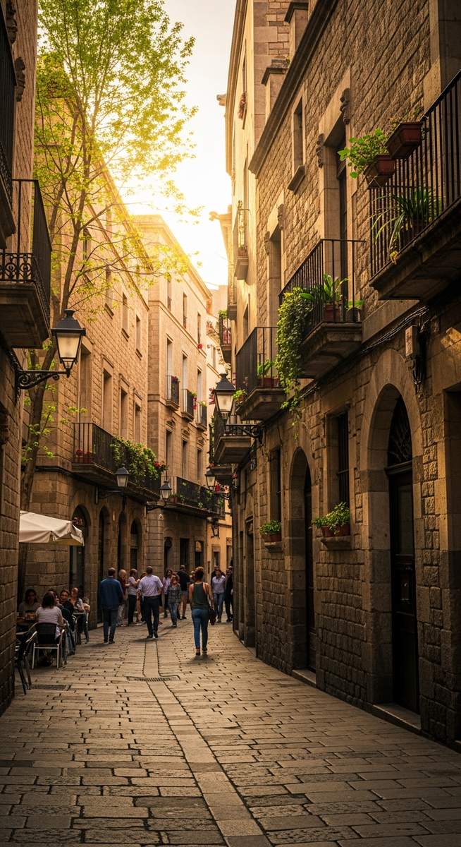 the Barcelona Gothic Quarter in May