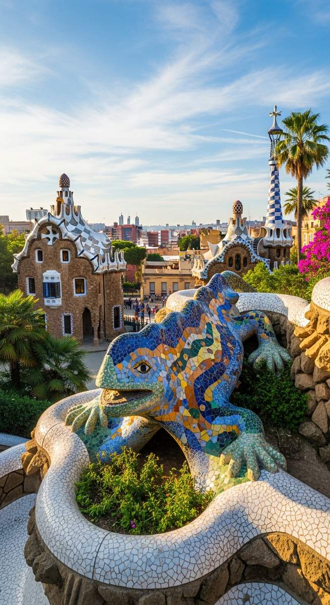 Gaudi architecture in Barcelona in May