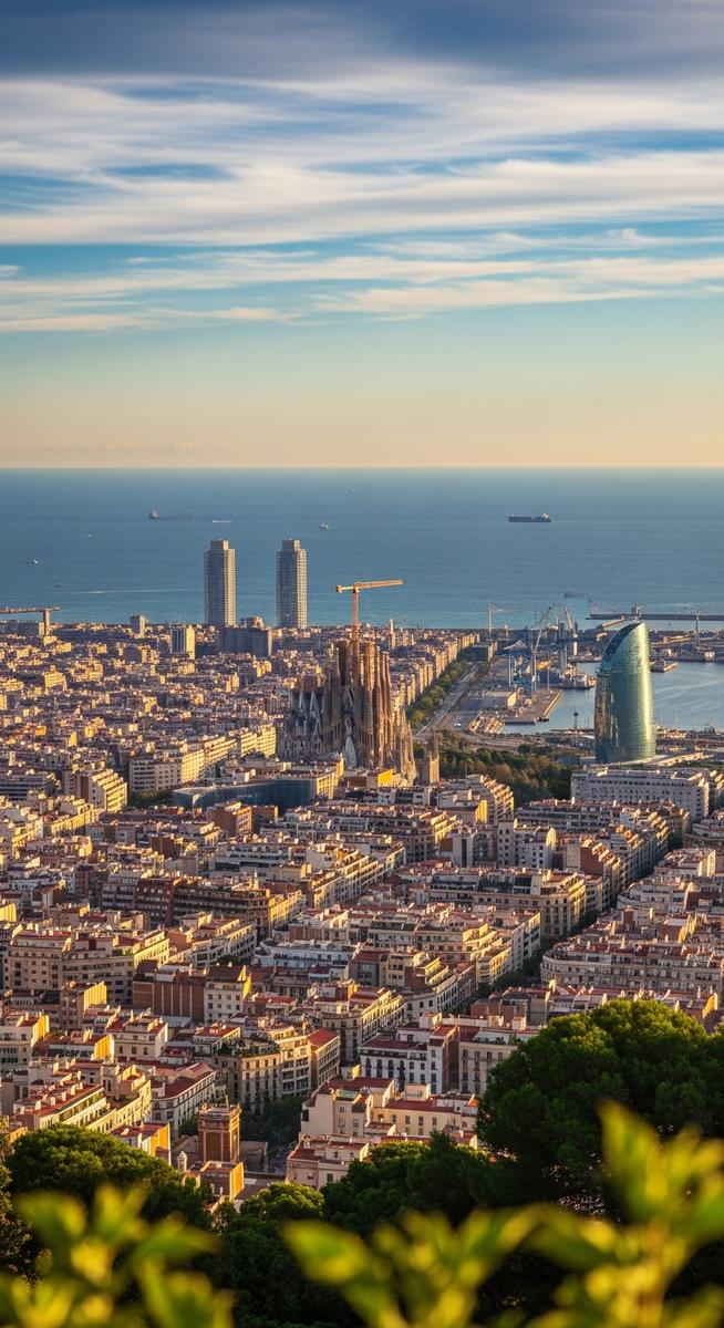 the Barcelona skyline in May