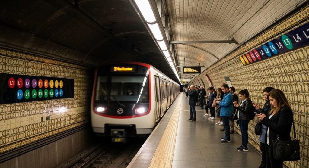 a travel photo from barcelona metro map using the metro