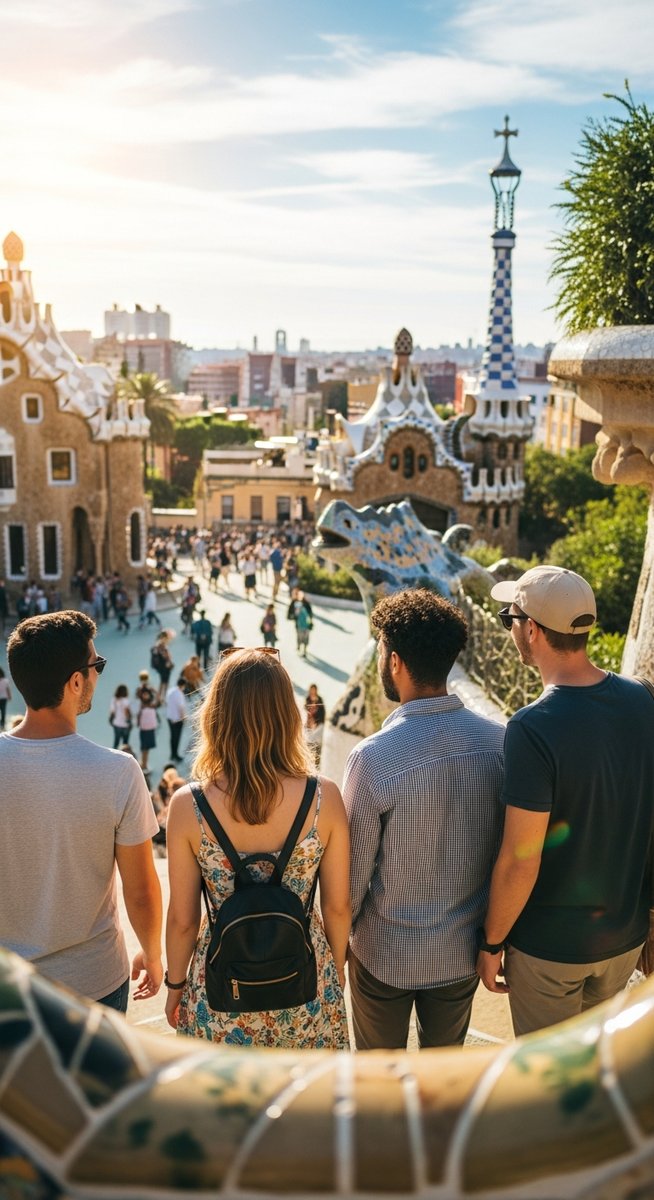 a family exploring a Barcelona attraction