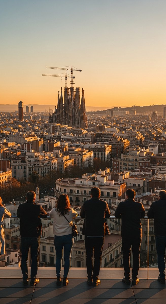a rooftop terrace in Barcelona with panoramic views