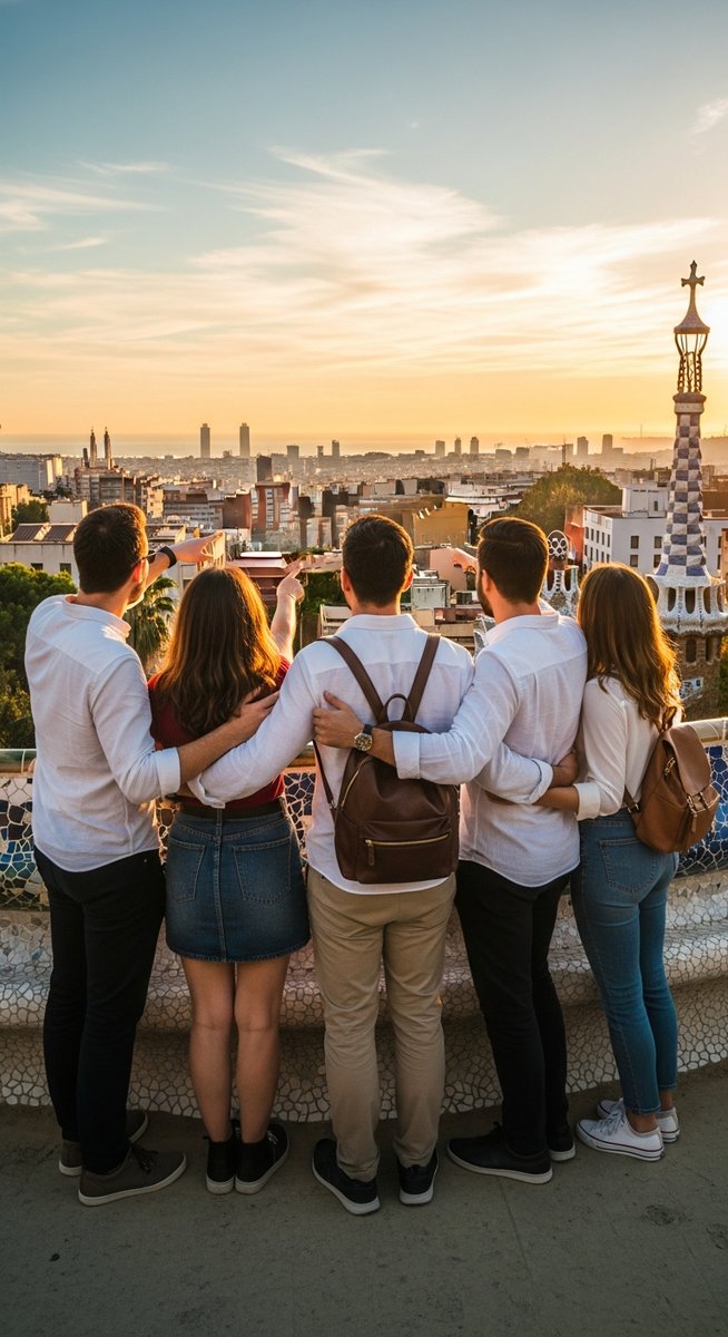 a family exploring a Barcelona attraction