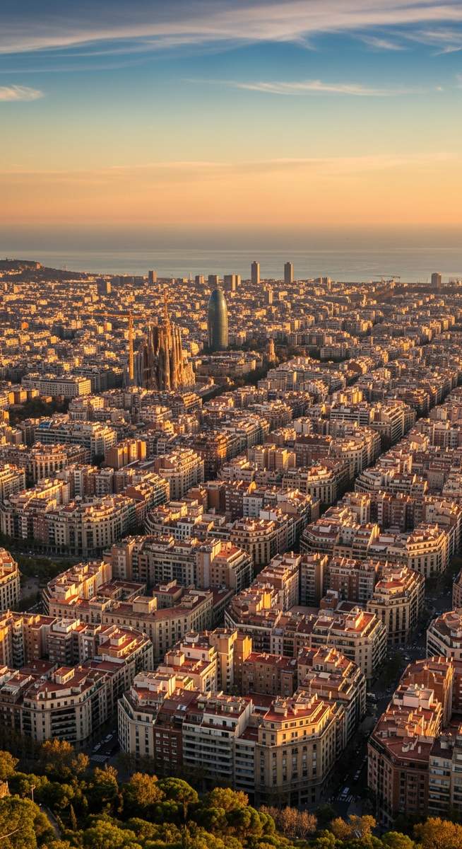 an aerial view over Barcelona