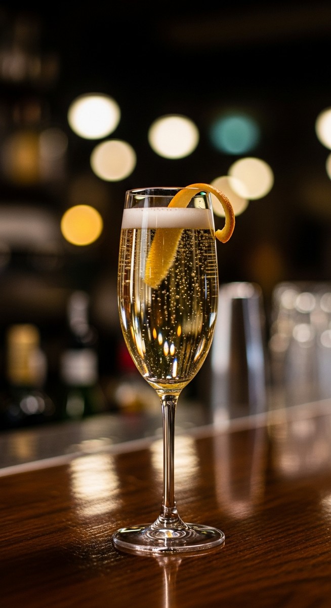 a craft cocktail on a Barcelona bar counter at night