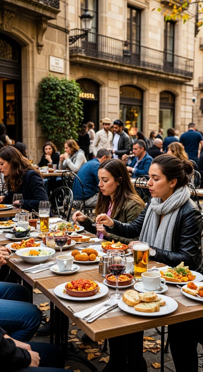 an outdoor cafe in Barcelona in November