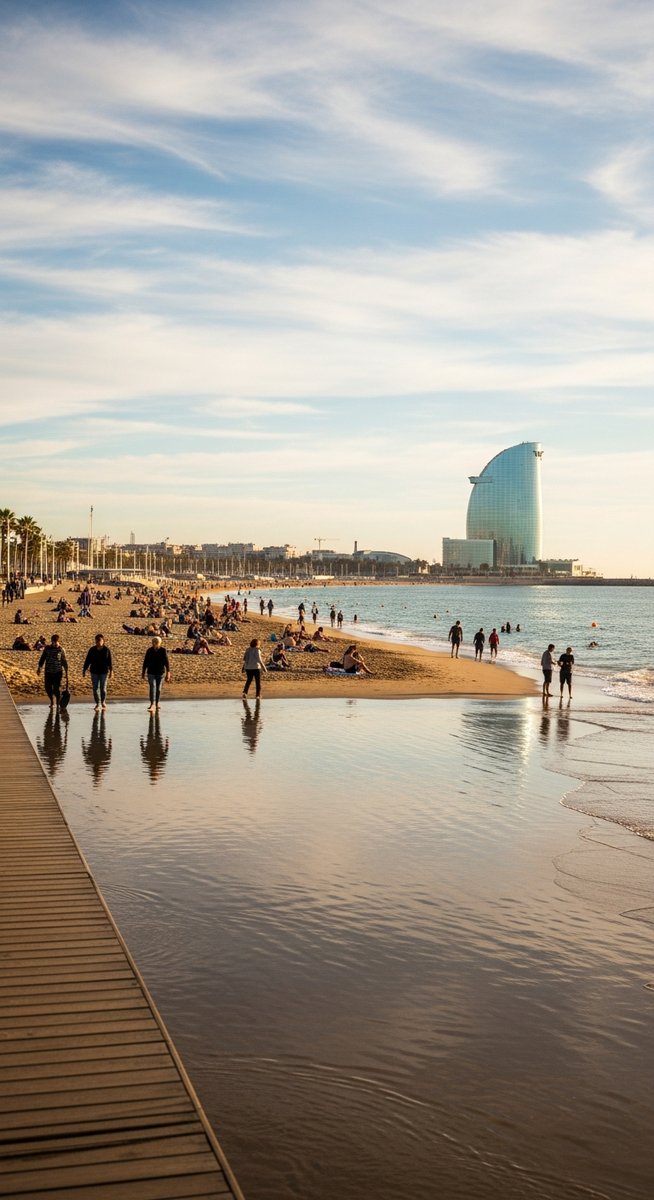 the Barcelona waterfront in October