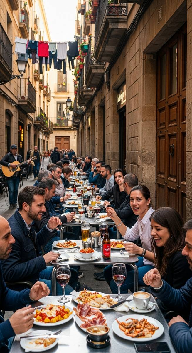 an outdoor cafe in Barcelona in October