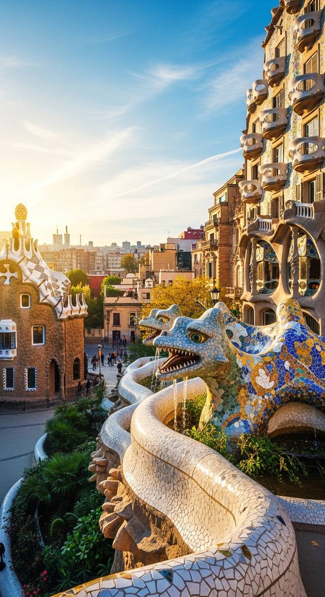 Gaudi architecture in Barcelona in October