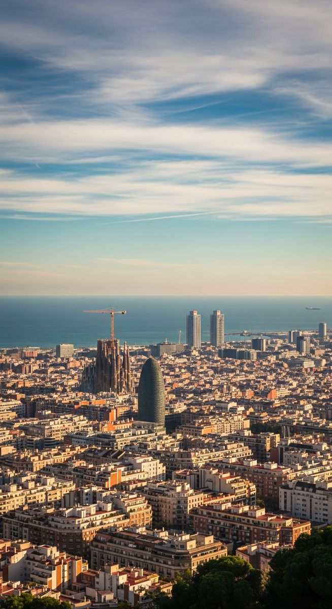 the Barcelona skyline in October