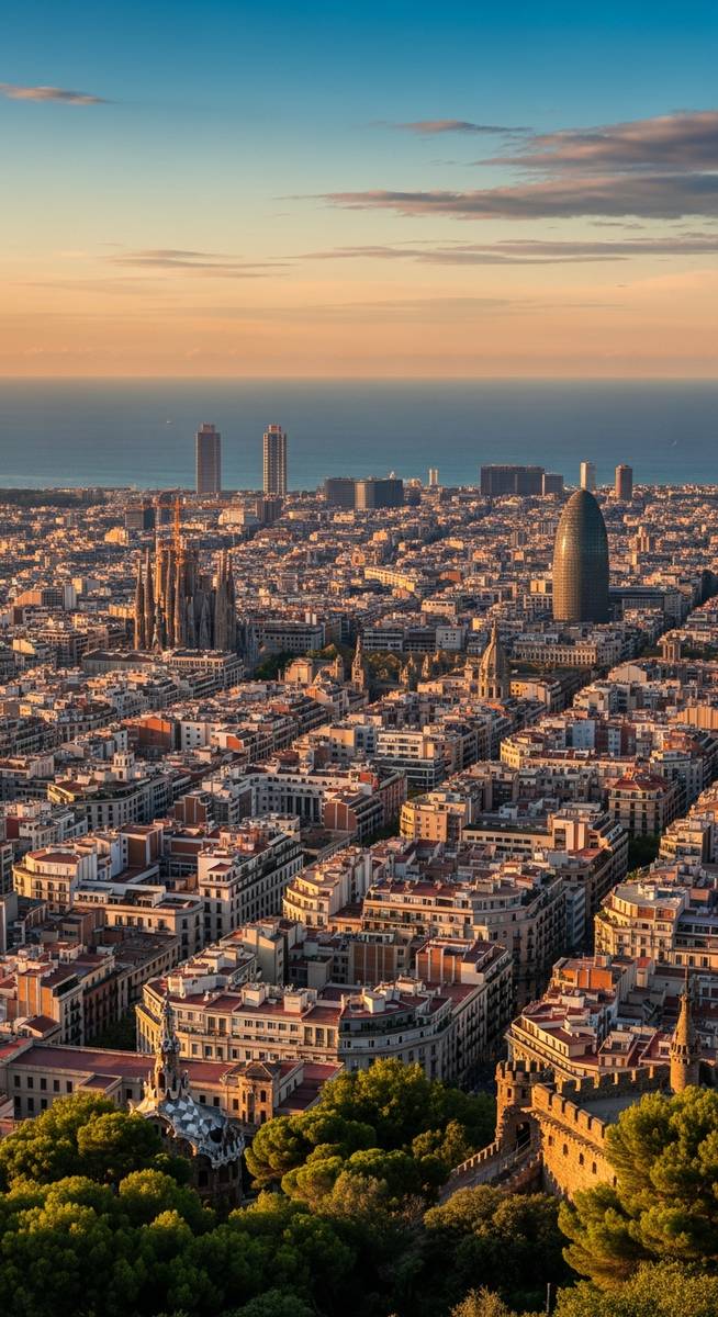 the Barcelona skyline in September