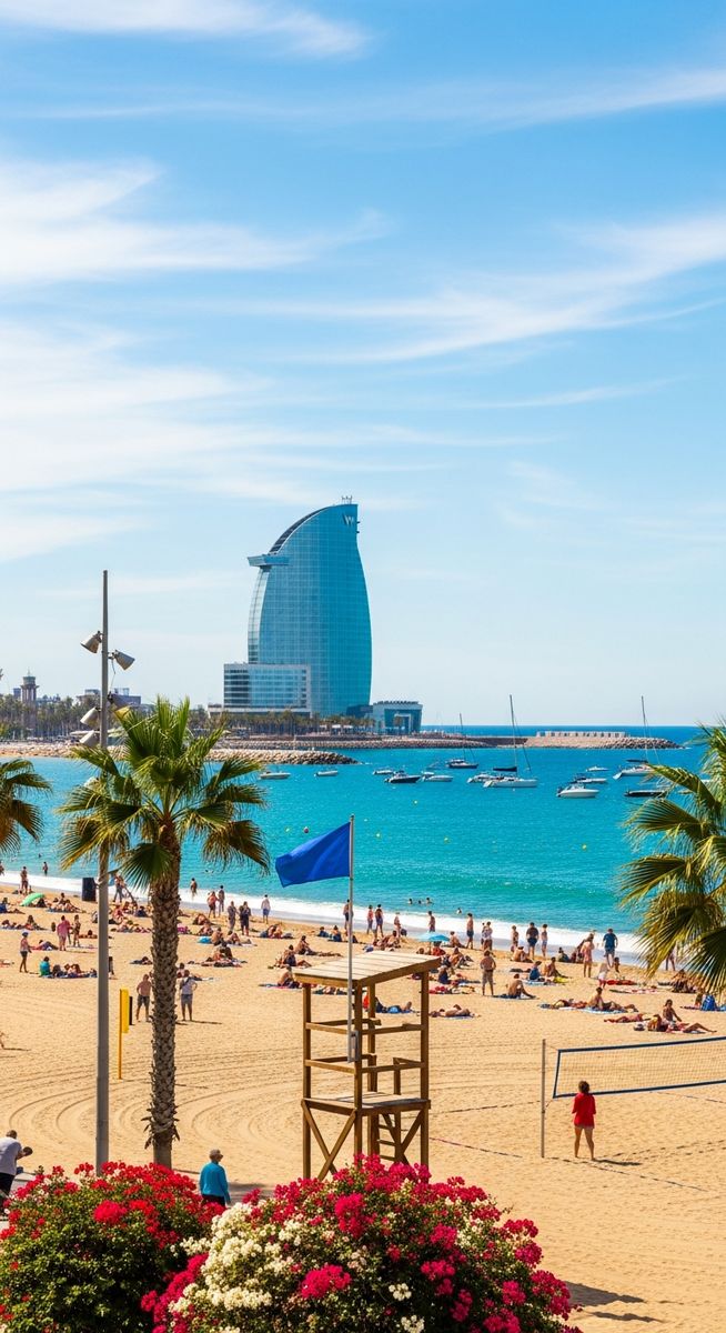 the Barcelona waterfront in spring