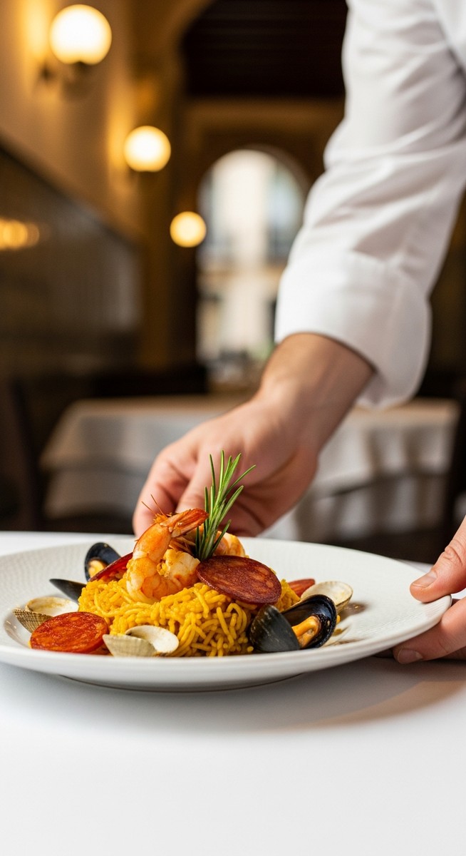 a plate of food being served at a Barcelona restaurant
