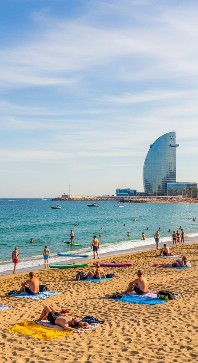 the Barcelona waterfront in summer