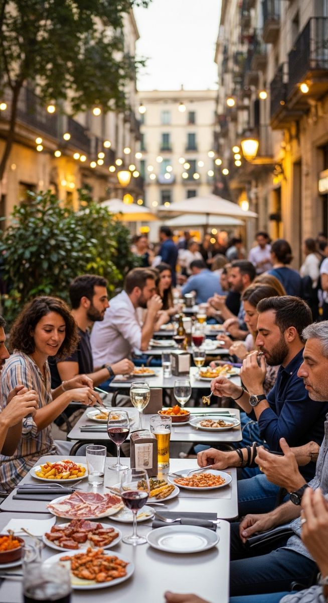 an outdoor cafe in Barcelona in summer