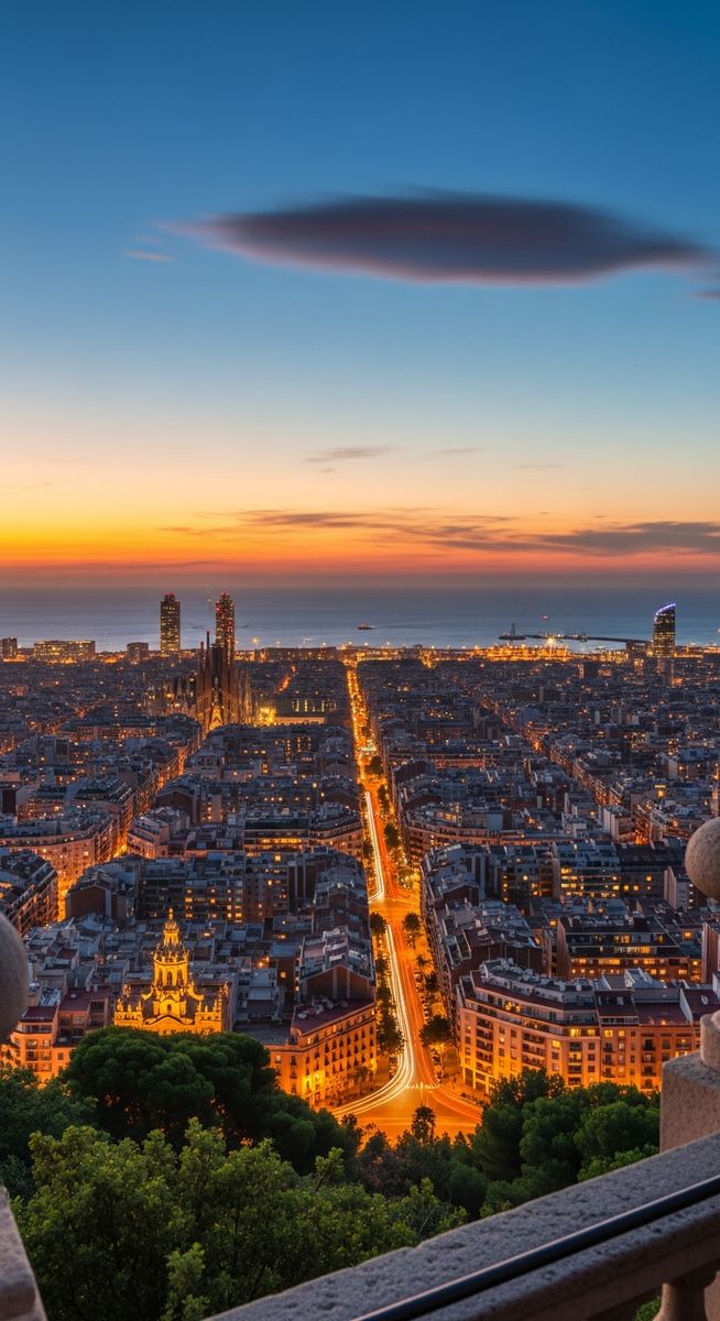 the Barcelona skyline in summer