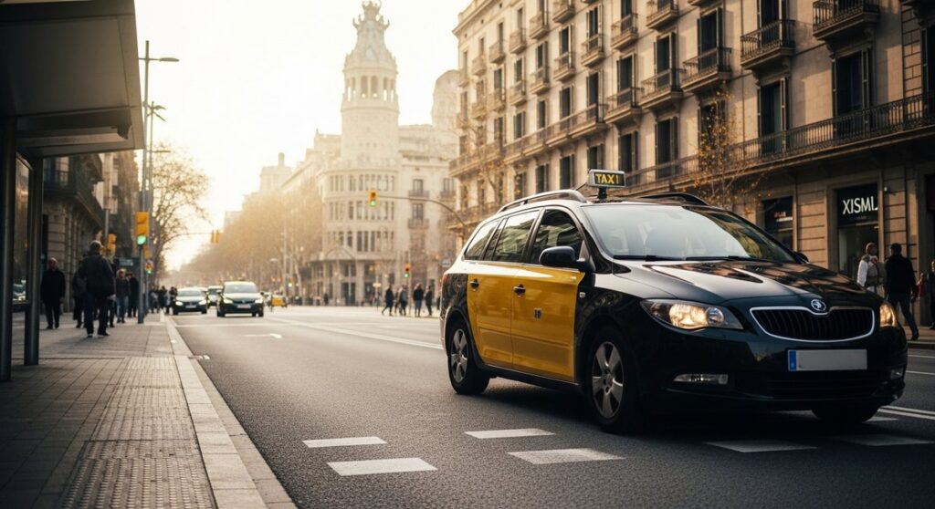 a travel photo from barcelona taxis