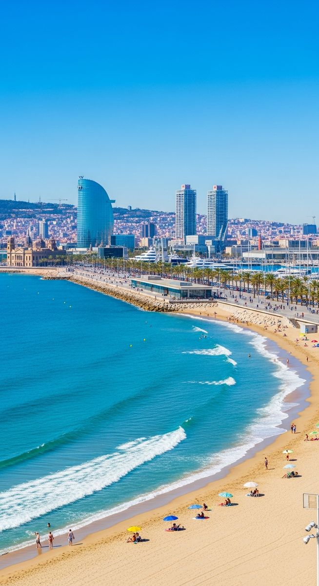 the Barcelona coastline in