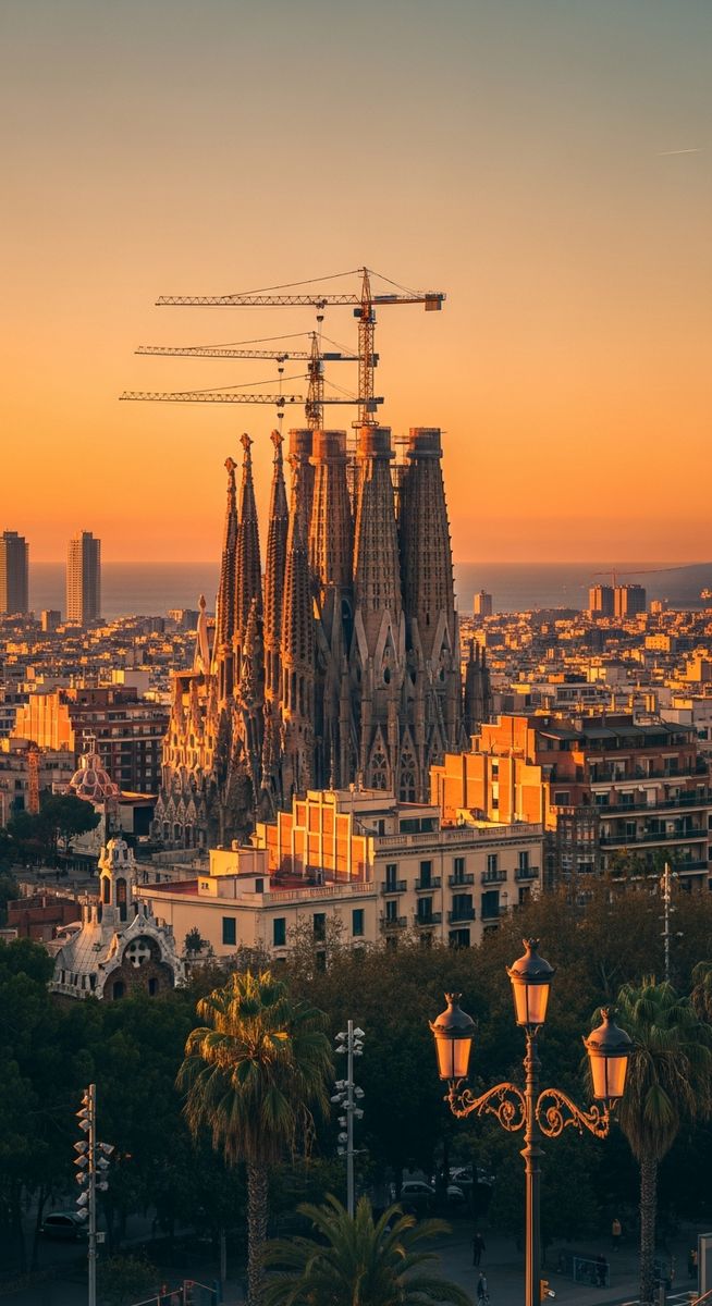 the Barcelona skyline in afternoon light