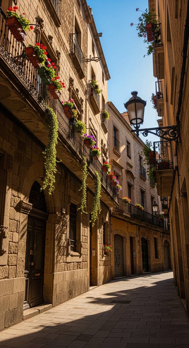 an old-town street in Barcelona in