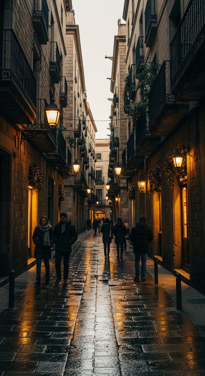 the Barcelona Gothic Quarter in winter