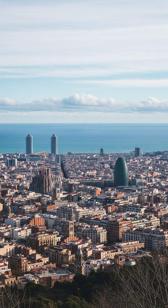the Barcelona skyline in winter
